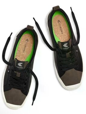 Cariuma OCA Low-Top Premium Leather Suede Sneakers in Black and Brown New 8.5